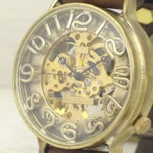 BHW082 手巻きBrass42mm Brass 真鍮 Handwinding 手作り腕時計 BHW082