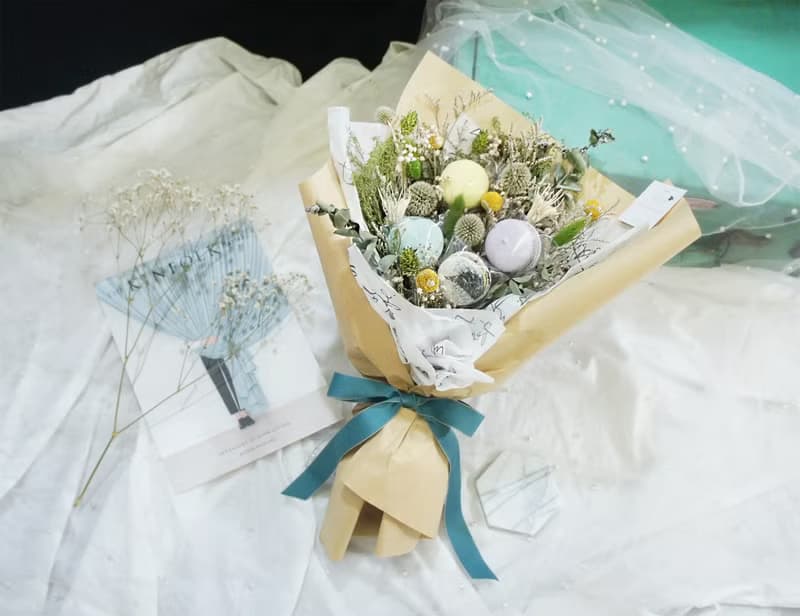 【馬卡龍花束_甜蜜】花束/乾燥花/不凋花/送禮/情人節/教師節