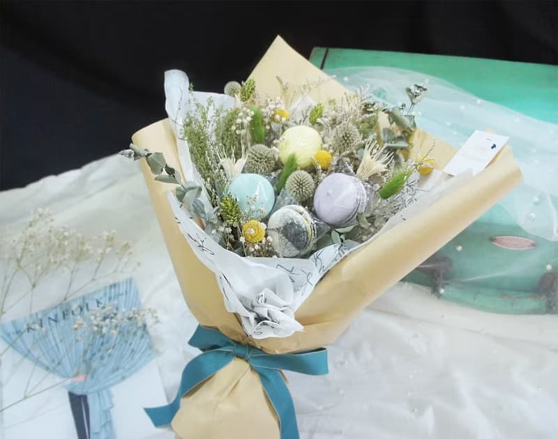 【馬卡龍花束_甜蜜】花束/乾燥花/不凋花/送禮/情人節/教師節