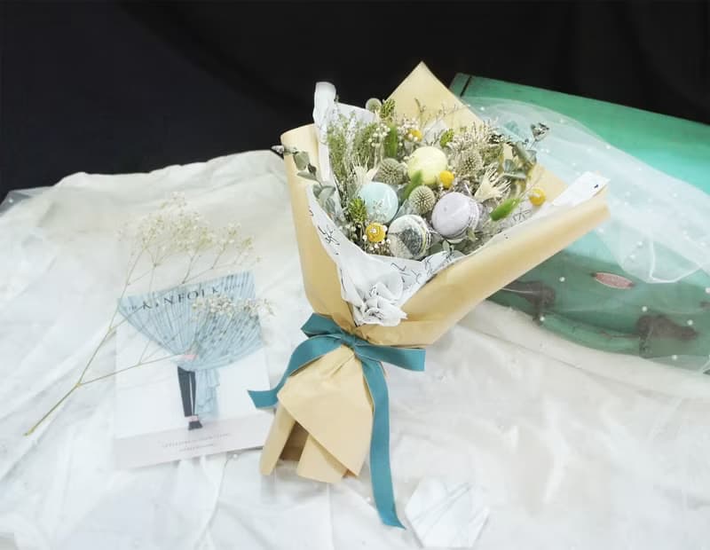 【馬卡龍花束_甜蜜】花束/乾燥花/不凋花/送禮/情人節/教師節