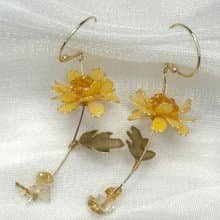 【黃色野菊x黃水晶-水晶花耳環】11月生日花生日石 花言日和