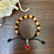 一月 生日石 施華洛世奇水晶手鍊 橄欖木珠 幸運石 8250898-1