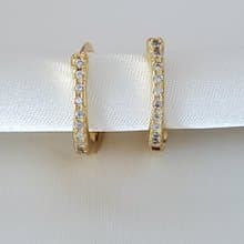 925 純銀 鍍14K金耳環 ~ 滿鑽 C圈耳環 ~ 圈型耳扣耳環