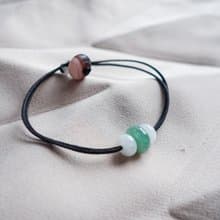 平安扣綠意天然翡翠結繩手鍊・緬甸玉・天然石