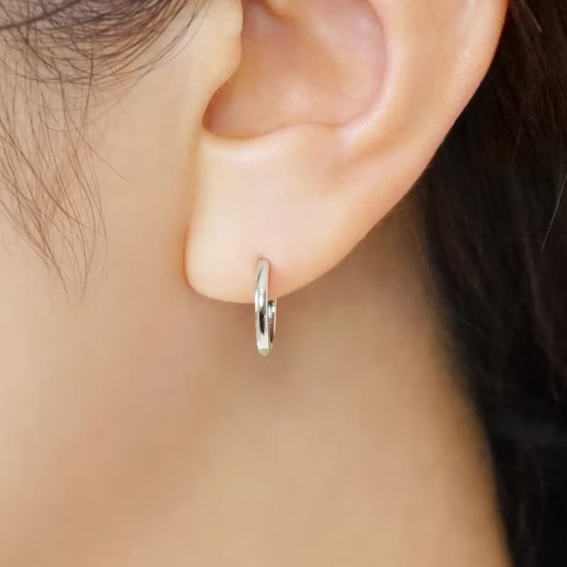 【Solo Earring】 易扣圈形單邊耳環 M (鉑金)