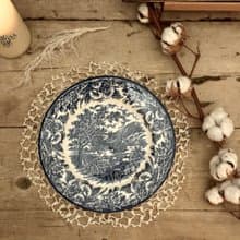 30521-經典英國鄉村風邱吉爾藍骨瓷大淺盤