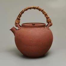 四象茶具.壺—手工朱泥燒水壺/藤編提梁