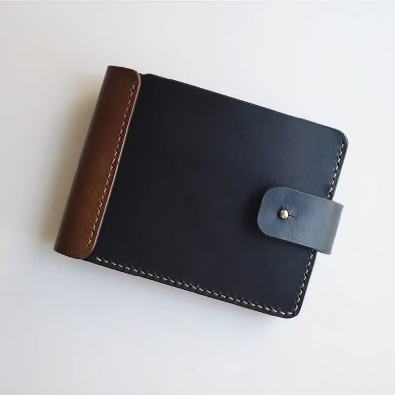 【切線派】男士短夾 拼色 義大利Buttero皮夾手工短款錢包
