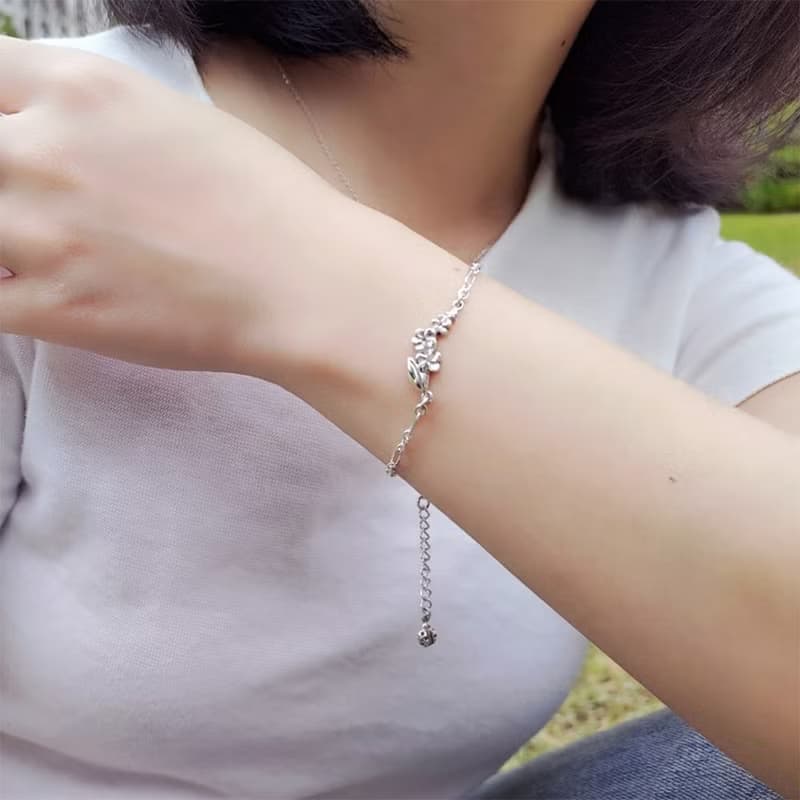 925純銀 星座手鍊 十二星座守護花 女生生日禮物 純銀手鍊