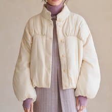 法式極簡 微光感抽褶立領羽絨服