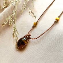 黃虎眼石簡約編織項鍊