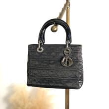 【 日本直送　名牌中古包 】Christian Dior カナージュ ショルダーバッグ ブラック チャーム エナメル ナイロン 2way オールド 5cgj75