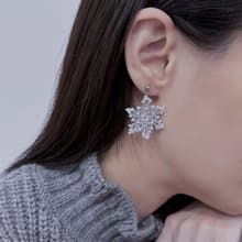 冰晶雪花梭編蕾絲耳飾