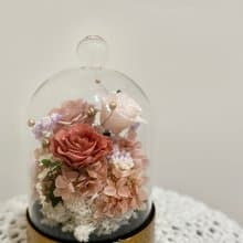 乾燥玫瑰永生花玻璃罩 新年禮物 辦公室療癒小物
