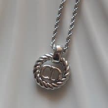 Christian Dior ディオール CD ロゴ サークル ネックレス シルバー レア ヴィンテージ