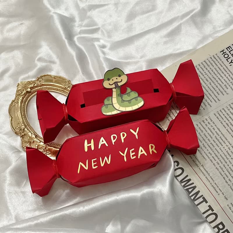 糖果紅包袋 抽錢紅包 新年快樂 手工卡片 蛇年 驚喜紅包