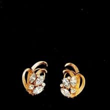 vintage jewelry  BSK 金色盛開花卉萊茵 夾式耳環