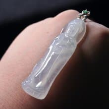 冰種翡翠如意觀音菩薩項鍊 18K金鑲嵌 | 天然緬甸玉翡翠A貨 |送禮
