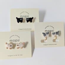 横向きねこ　刺繍ピアス/イヤリング