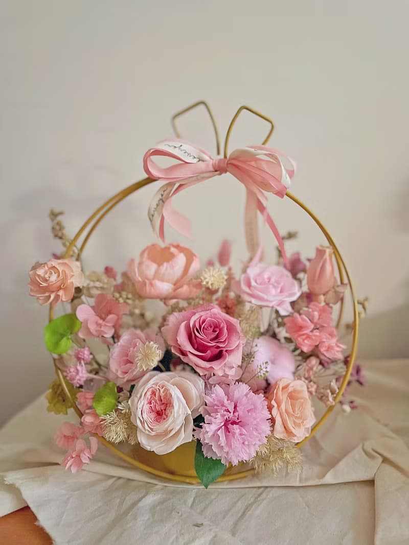【花訴花藝】柔粉玫瑰永生桌花/開幕花禮/升遷花禮/祝賀花禮