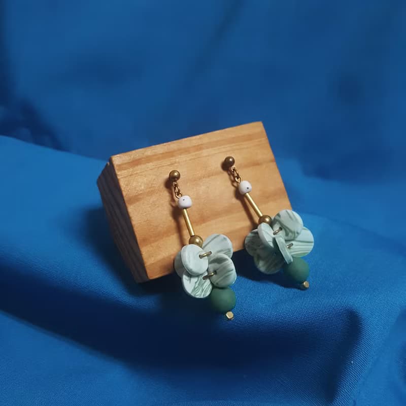 團團團花系列 - 立體 花球 造型 垂墜 耳環 耳針 ( 可改耳夾 )