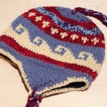 聖誕禮物 聖誕節兒童毛帽 / 針織純羊毛保暖毛帽 / 兒童飛行毛帽 / 內刷毛帽 / 針織毛帽 / 童裝護耳毛線帽 - 東歐風藍色天空海洋圖騰