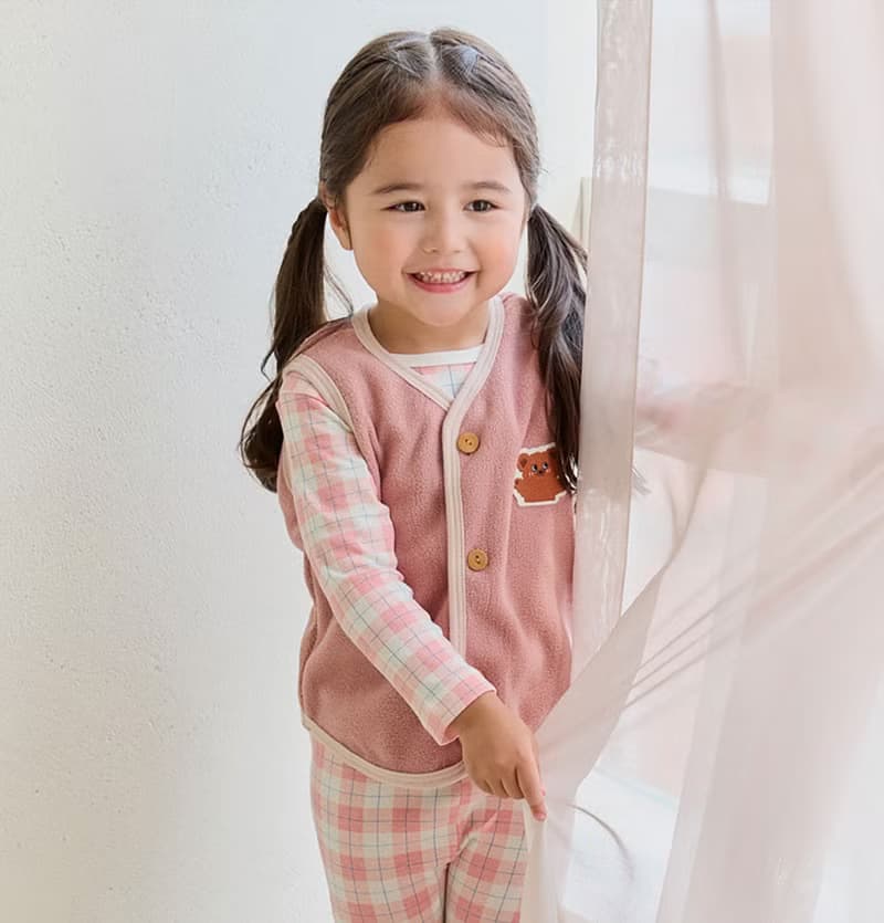 桃紅歡樂熊熊-雲柔棉背心韓國童裝-K533S