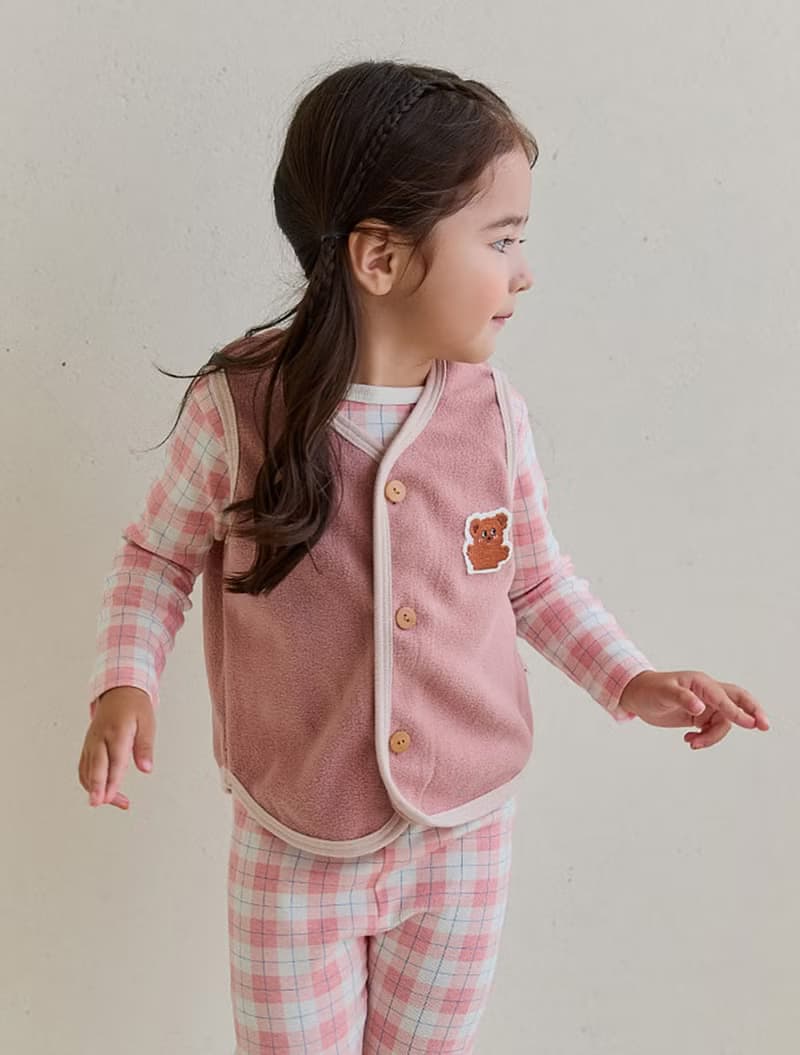 桃紅歡樂熊熊-雲柔棉背心韓國童裝-K533S