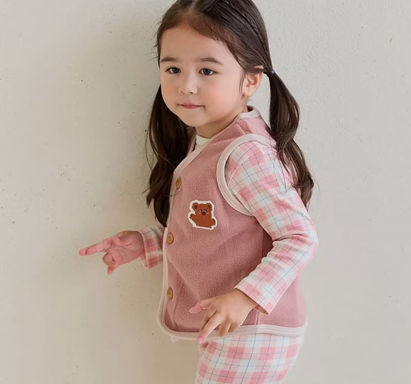 桃紅歡樂熊熊-雲柔棉背心韓國童裝-K533S