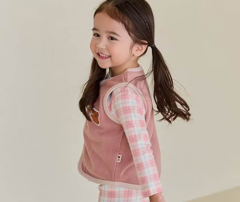 桃紅歡樂熊熊-雲柔棉背心韓國童裝-K533S