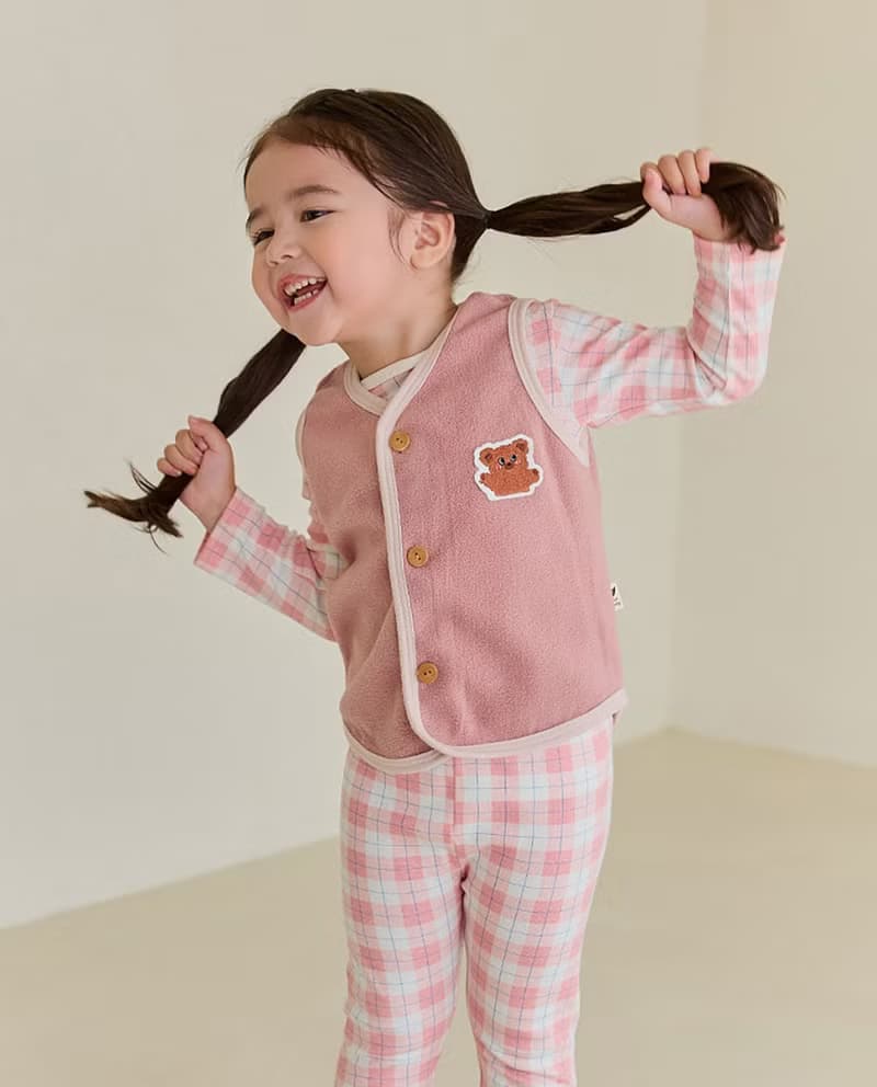 桃紅歡樂熊熊-雲柔棉背心韓國童裝-K533S