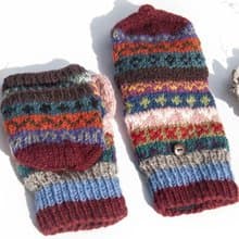 手織純羊毛針織手套/可拆卸保暖手套/內刷毛手套/觸控手套-櫻桃