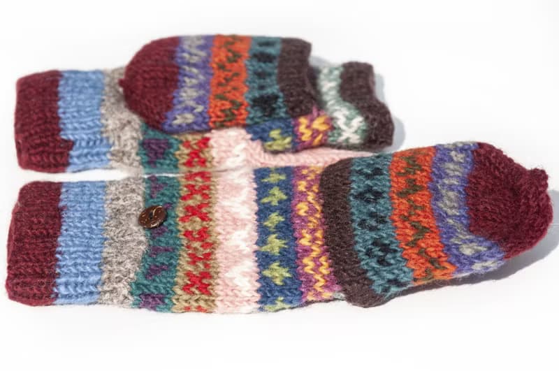 手織純羊毛針織手套/可拆卸保暖手套/內刷毛手套/觸控手套-櫻桃