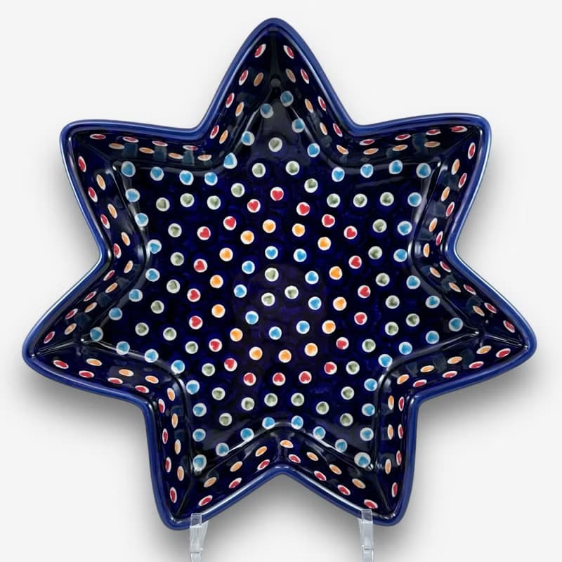 波蘭手繪手工陶-星星造型大碗 30cm 文青彩心系列 設計師款