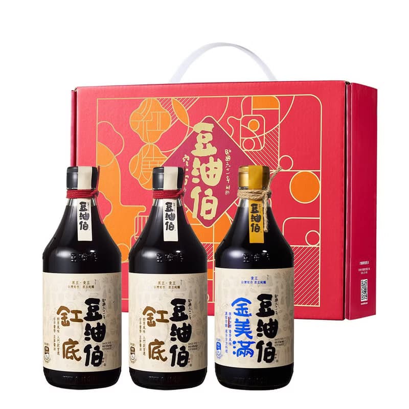 【豆油伯】零添加純釀醬油窗花禮盒三入組 /母親節送禮/