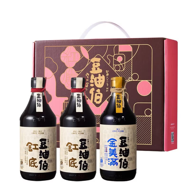 【豆油伯】零添加純釀醬油窗花禮盒三入組 /母親節送禮/
