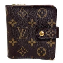 本物 Louis Vuitton ルイヴィトン コンパクトジップ 二つ折り財布 モノグラム PVC レディース M61667 中古