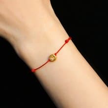 福祿壽喜足金紅繩手鏈 未時3D硬24k黃金本命年轉運男女簡約國潮風