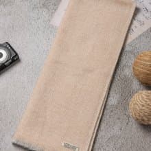 【窄版】喀什米爾羊毛圍巾 米黃斜紋 脖圍 手工機織