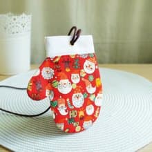 Lovely日本布【拼接聖誕手套皮繩項鍊卡套、紅】悠遊卡、門禁卡