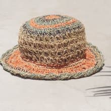 情人節禮物 手工編織棉麻帽/編織帽/漁夫帽/草帽/草編帽 - 鏤空編織 花邊棉麻帽 ( 小帽簷 )