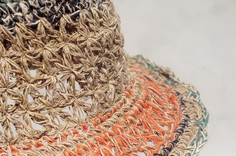 情人節禮物 手工編織棉麻帽/編織帽/漁夫帽/草帽/草編帽 - 鏤空編織 花邊棉麻帽 ( 小帽簷 )