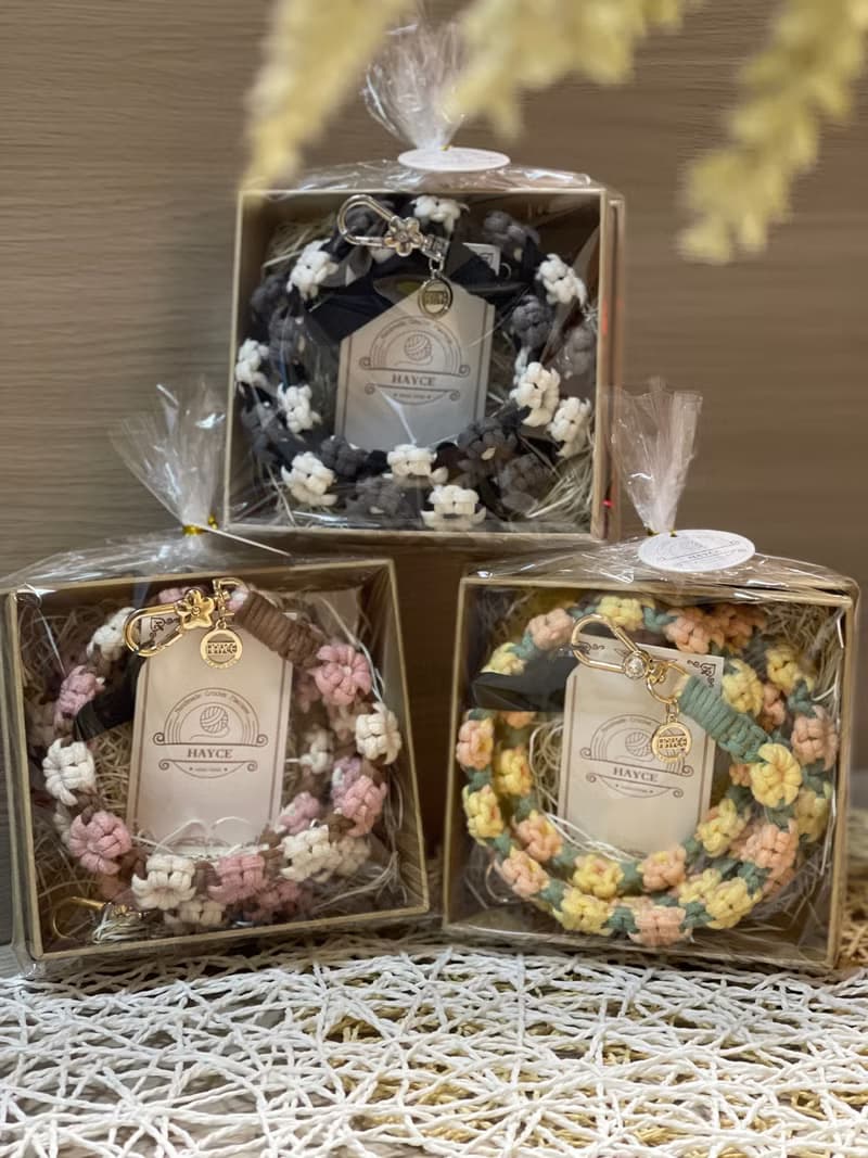 手機掛繩-編織-花花-Macrame-背帶-禮盒