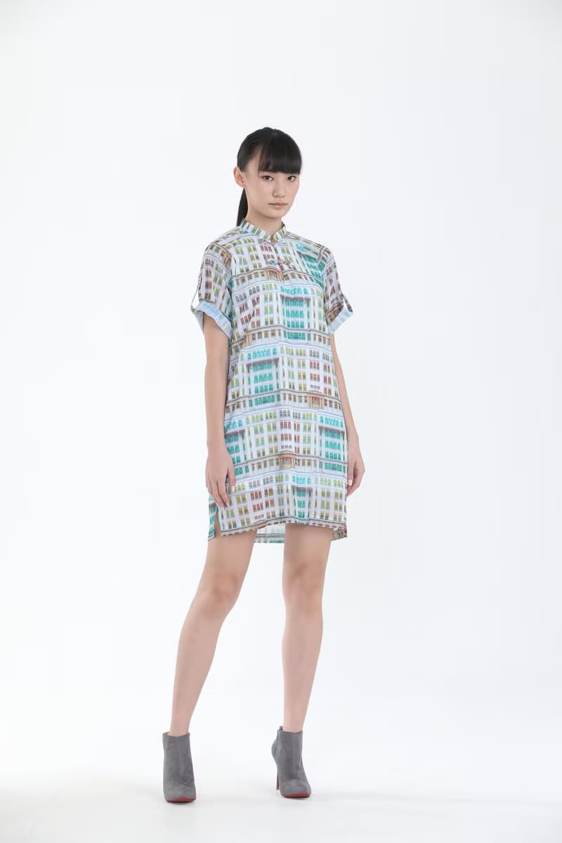 KIRSTEN舊禧街警察局印花雪紡連衣裙