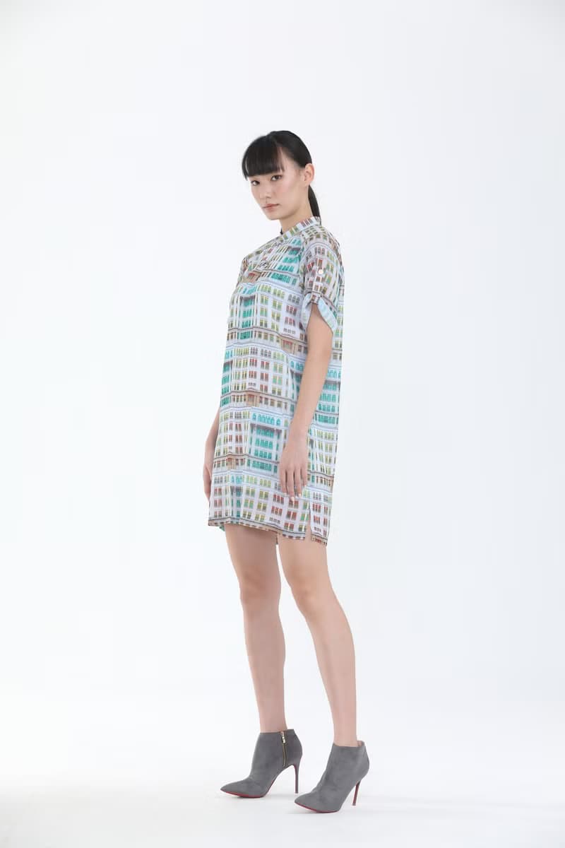 KIRSTEN舊禧街警察局印花雪紡連衣裙