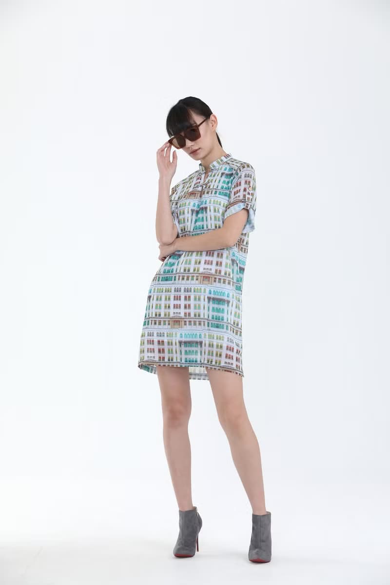 KIRSTEN舊禧街警察局印花雪紡連衣裙