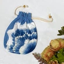 藍染花花束口袋/植物染棉布袋/縫染收納袋