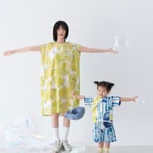 親子裝  library印花獨家布料洋裝  日式甚平套裝