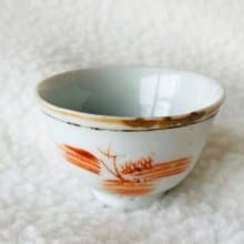 中國 清末民初寫意陶瓷小酒杯│ 民窯燒製 白地青花瓷 古典抽象美