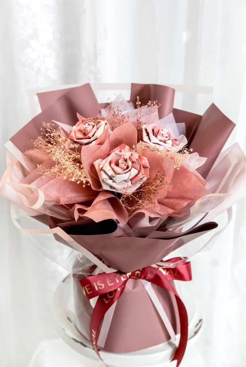 粉色花束/紙鈔花束/鈔票花束/有錢花/錢花束/生日禮物/ 生日花束